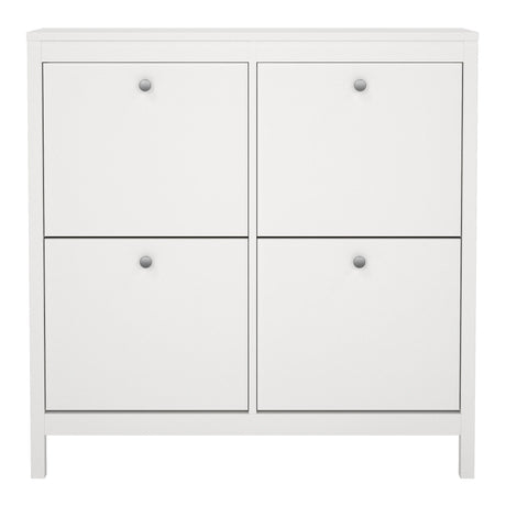 Madrid Shoe Cabinet 4 Flip Down Doors in White