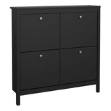 Madrid Shoe cabinet 4 compartments in Matt Black