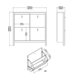 Madrid Shoe cabinet 4 compartments in Matt Black