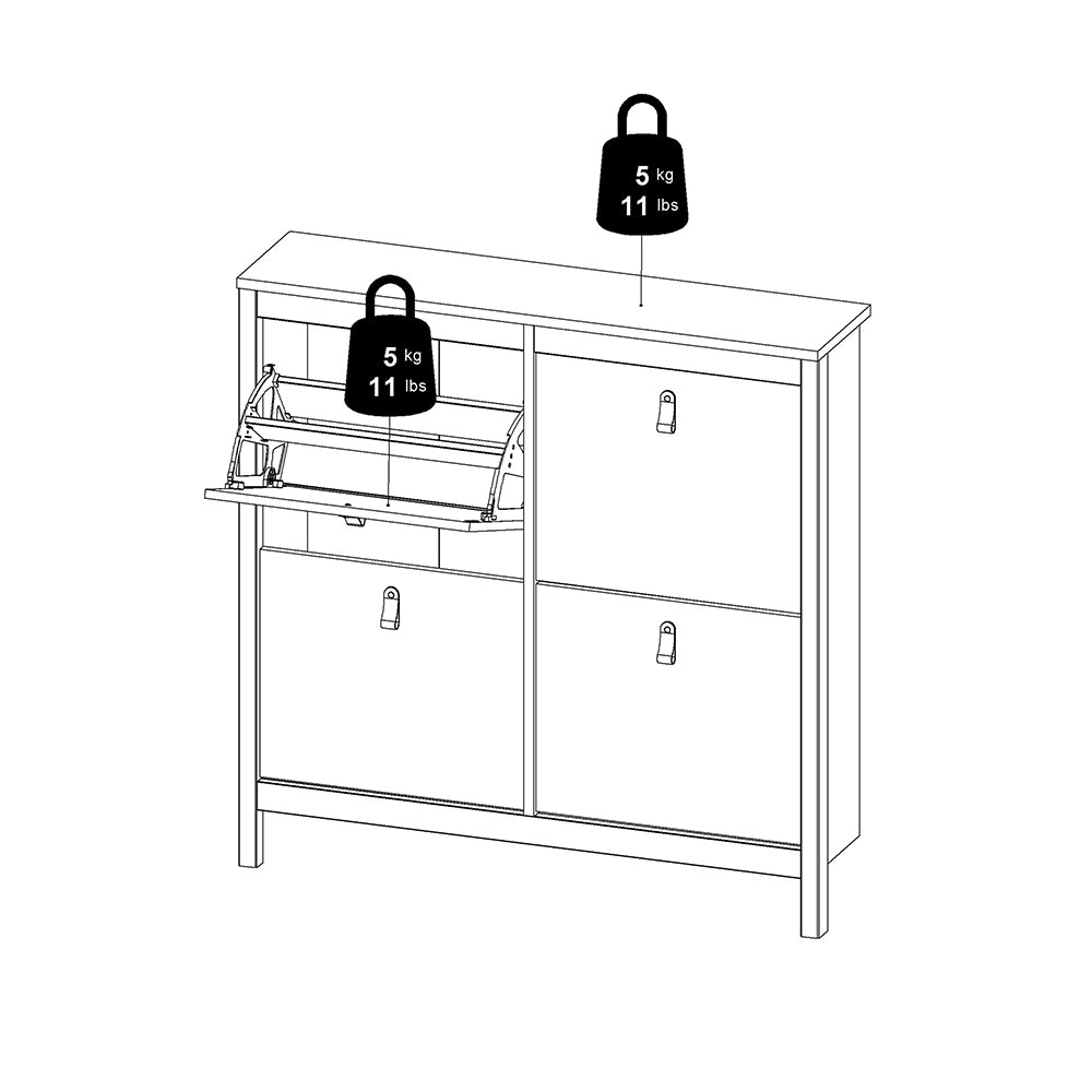 Madrid Shoe cabinet 4 compartments in Matt Black