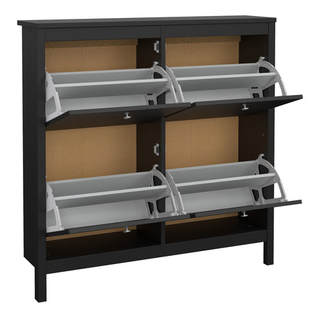 Madrid Shoe cabinet 4 compartments in Matt Black
