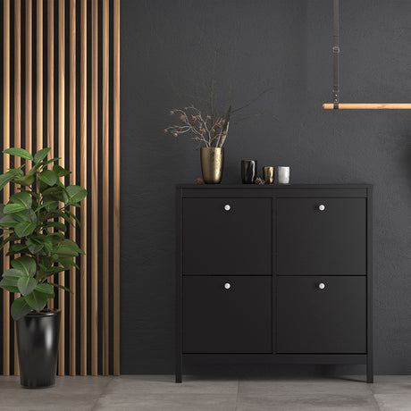 Madrid Shoe cabinet 4 compartments in Matt Black