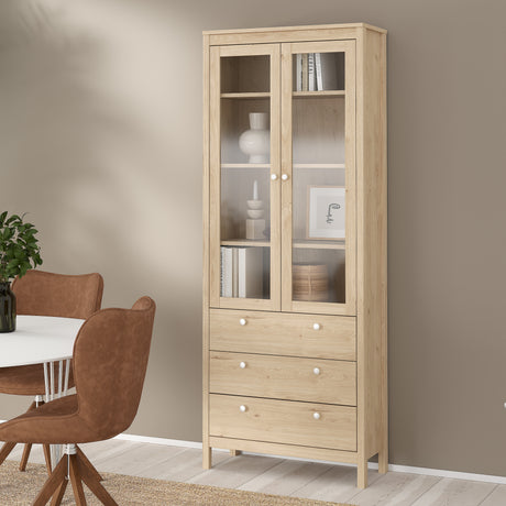 Madrid China cabinet 2 doors w/glass + 3 drawers in Jackson Hickory Oak