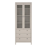 Madrid China Cabinet 2 Glass Doors with 3 Drawers in Cashmere