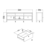 Madrid TV Unit 3 Drawers in White