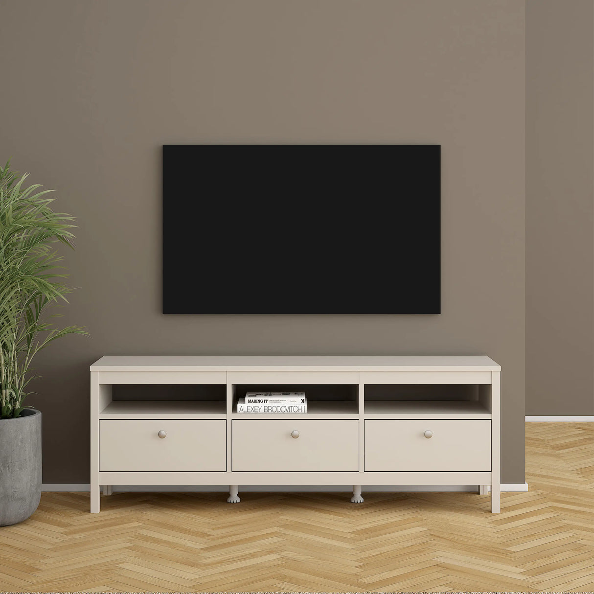 Madrid TV Unit 3 Drawers in Cashmere