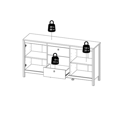 Madrid Sideboard 2 Doors + 3 Drawers in Matt Black