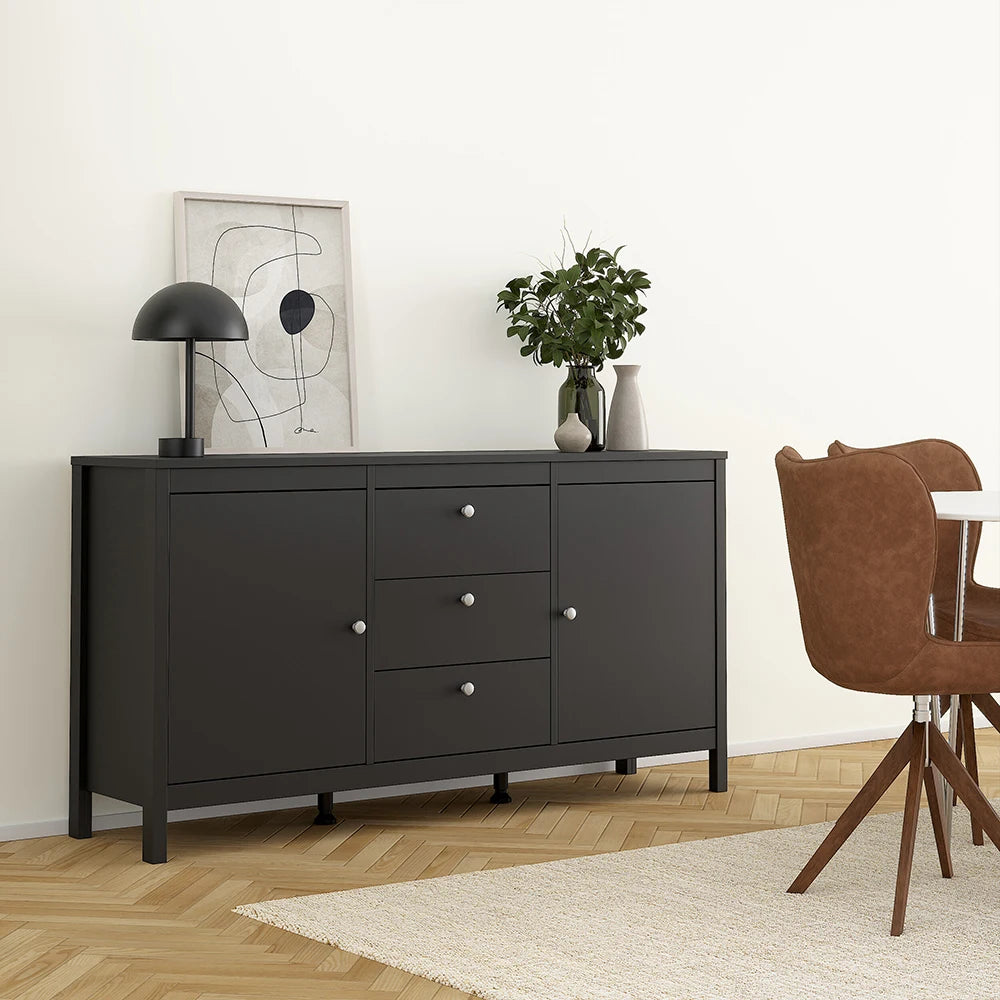 Madrid Sideboard 2 Doors + 3 Drawers in Matt Black