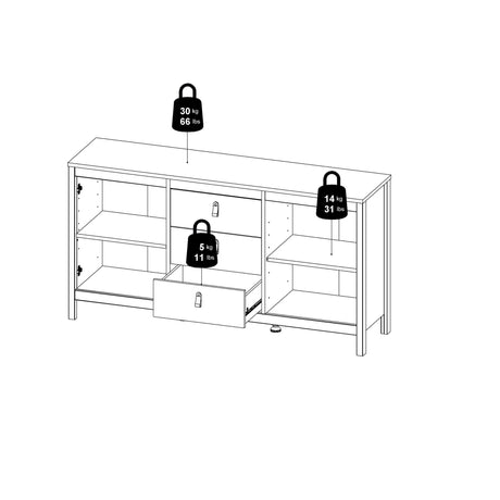 Madrid Sideboard 2 Doors + 3 Drawers in Cashmere