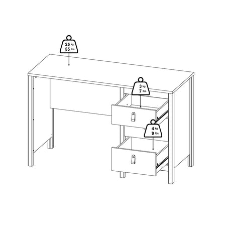 Madrid Desk 3 Drawers in White