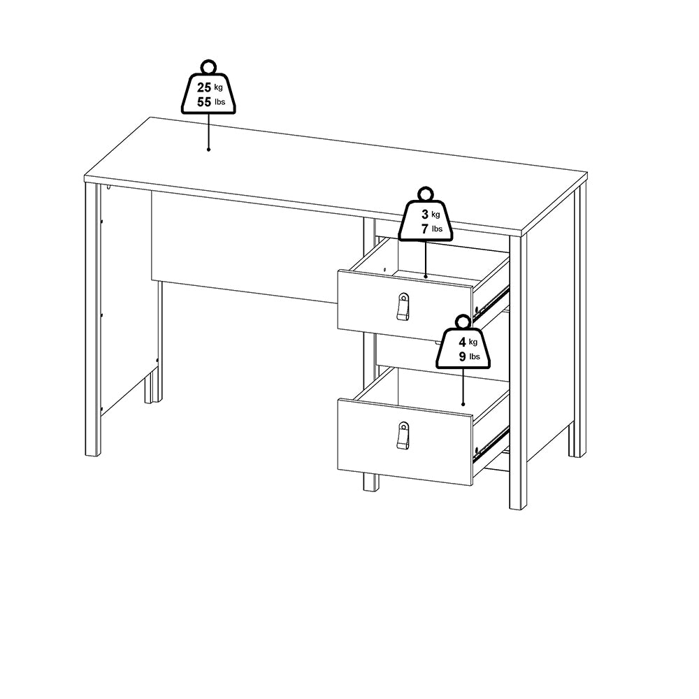 Madrid Desk 3 Drawers in Matt Black