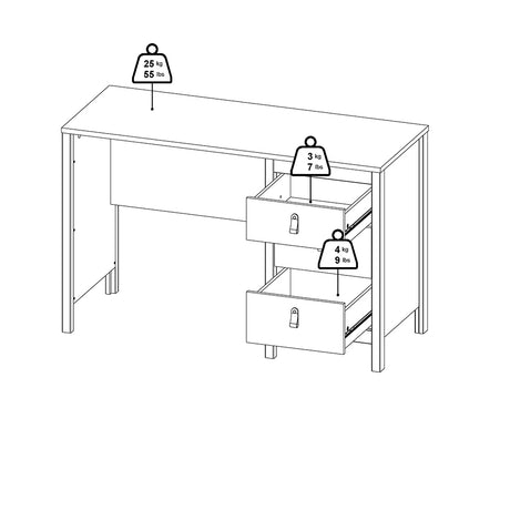 Madrid Desk 3 Drawers in Matt Black