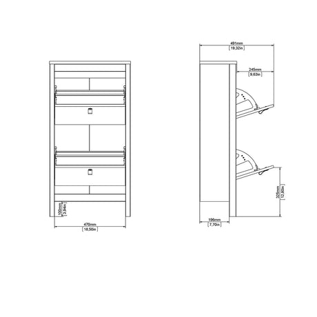 Madrid Shoe Cabinet 2 Flip Down Doors White