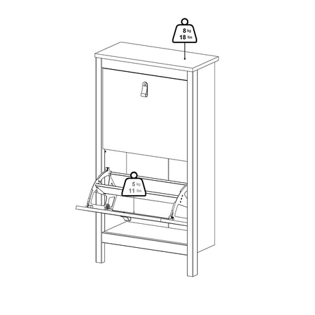 Madrid Shoe Cabinet 2 Flip Down Doors White