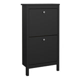 Madrid Shoe Cabinet 2 Flip Down Doors Matt Black