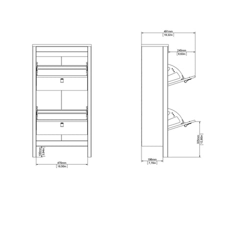 Madrid Shoe Cabinet 2 Flip Down Doors in Cashmere