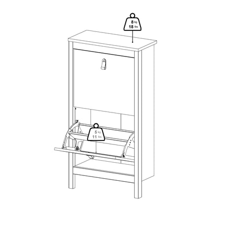 Madrid Shoe Cabinet 2 Flip Down Doors in Cashmere