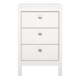 Madrid Bedside Table 3 Drawers in White
