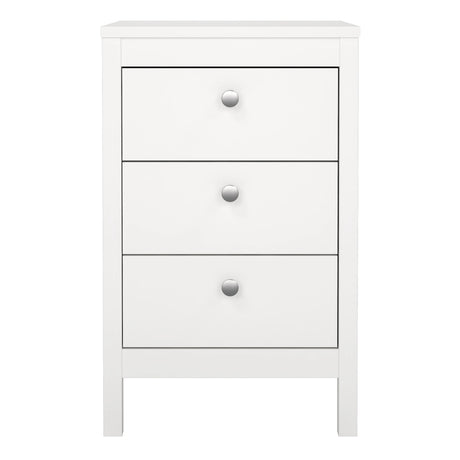Madrid Bedside Table 3 Drawers in White