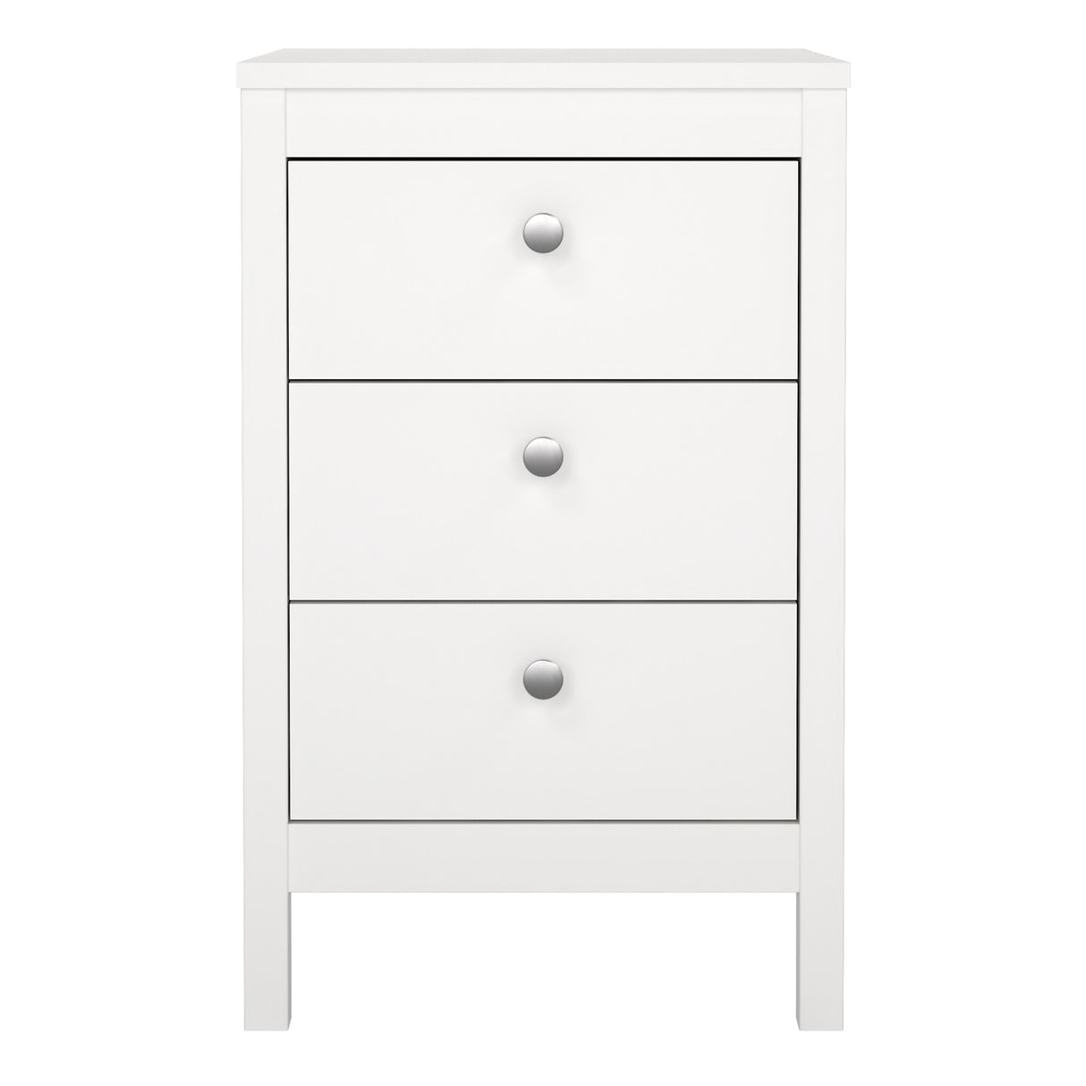 Madrid Bedside Table 3 Drawers in White