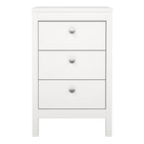 Madrid Bedside Table 3 Drawers in White