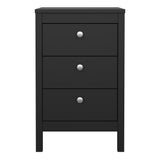 Madrid Bedside Table 3 drawers in Matt Black