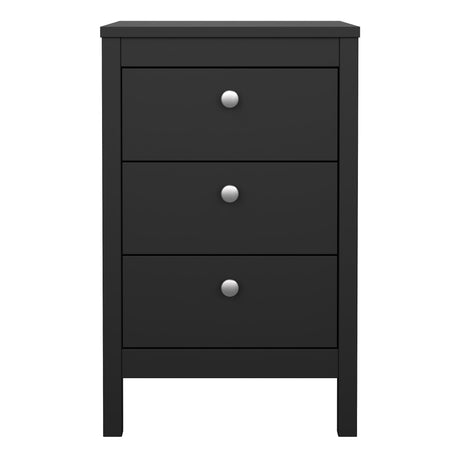 Madrid Bedside Table 3 drawers in Matt Black