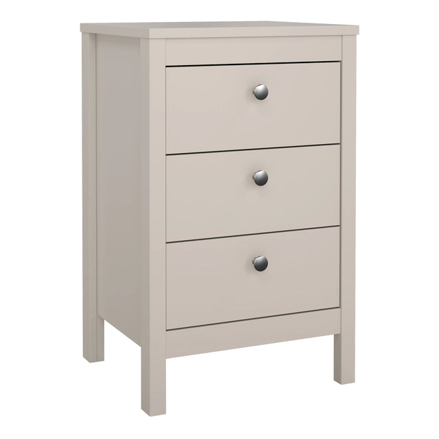 Madrid Bedside Table 3 Drawers in Cashmere