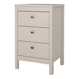 Madrid Bedside Table 3 Drawers in Cashmere