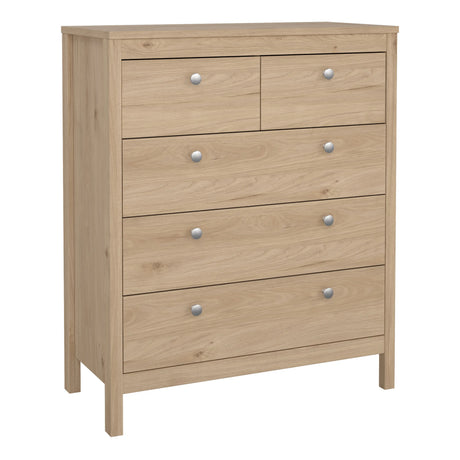 Madrid Bedroom Package 2 Drawer Bedside 5 Drawer Chest 2 Door Wardrobe in Jackson Hickory Oak