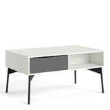 Fur Coffee Table with 1 Drawer Grey and White
