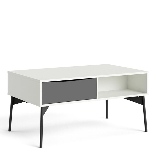 Fur Coffee Table with 1 Drawer Grey and White