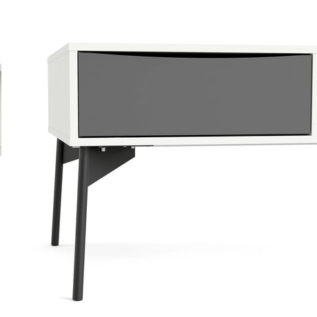 Fur Coffee Table with 1 Drawer Grey and White