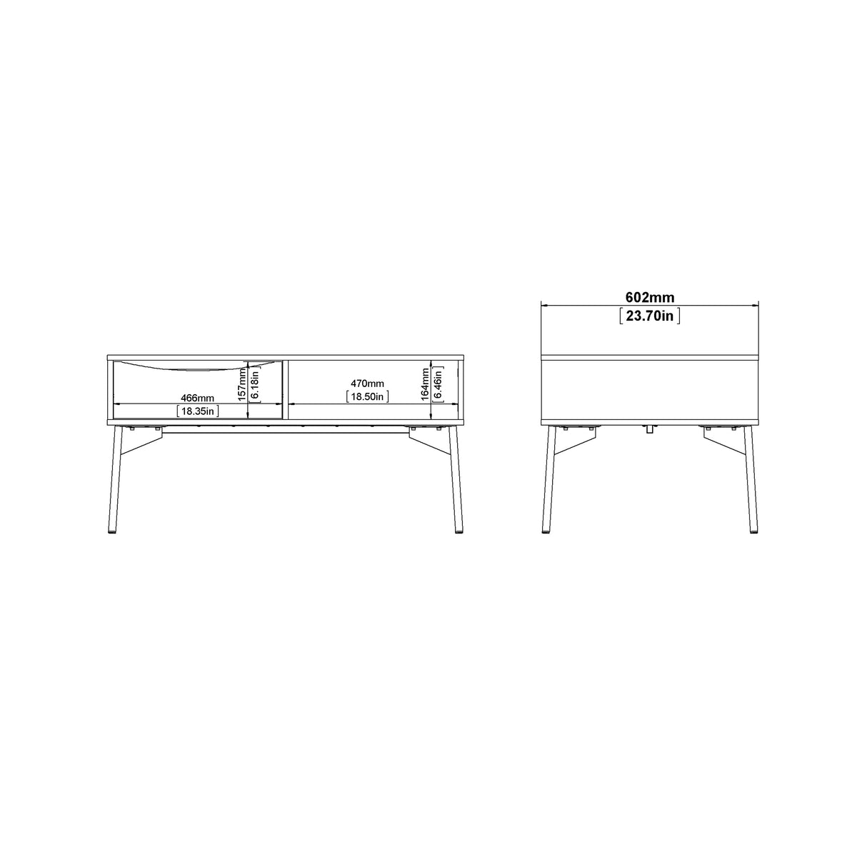 Fur Coffee Table with 1 Drawer Grey and White