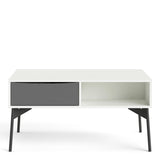 Fur Coffee Table with 1 Drawer Grey and White