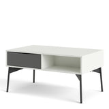 Fur Coffee Table with 1 Drawer Grey and White