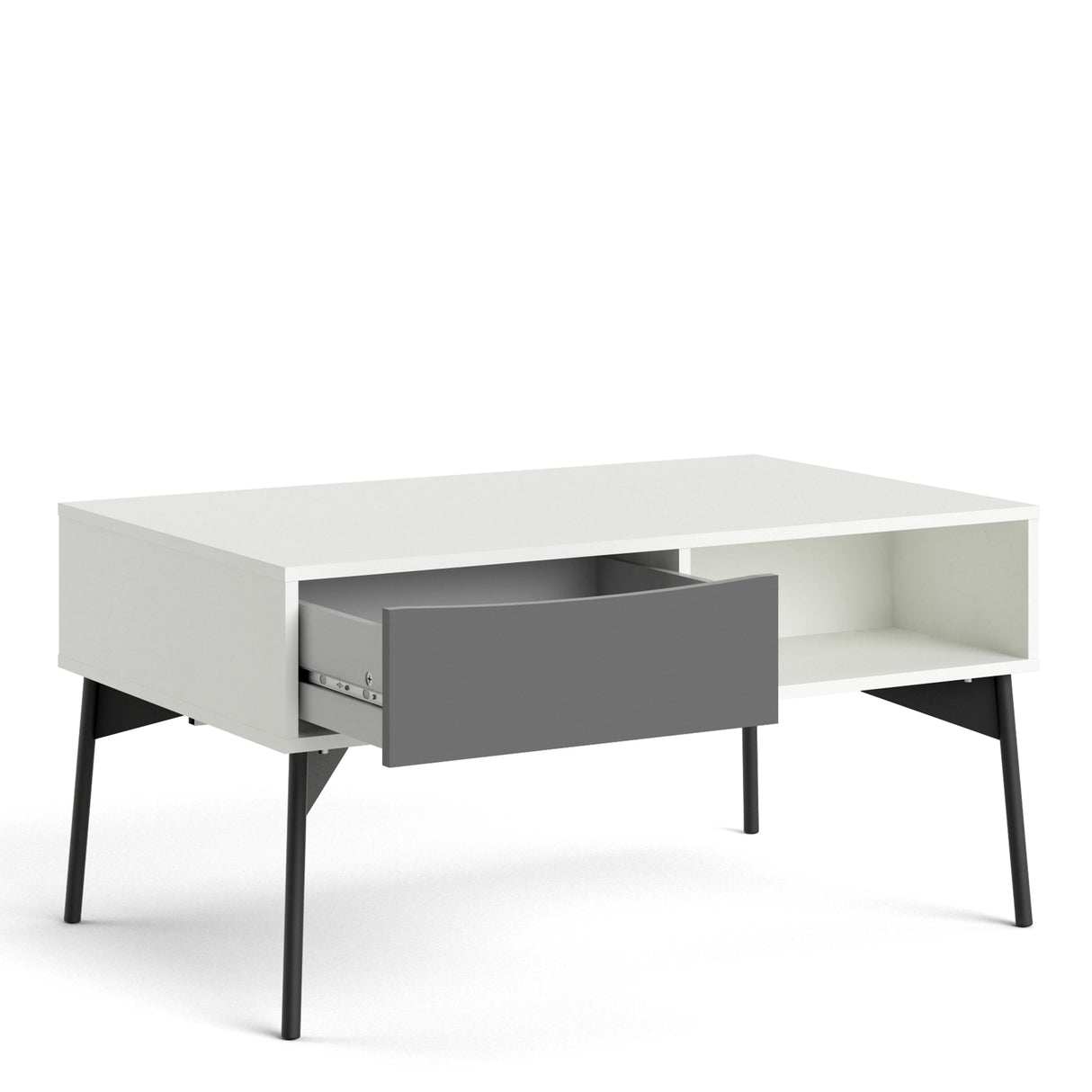 Fur Coffee Table with 1 Drawer Grey and White