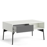 Fur Coffee Table with 1 Drawer Grey and White