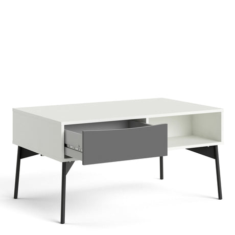 Fur Coffee Table with 1 Drawer Grey and White