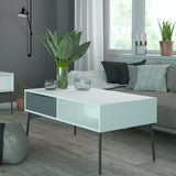 Fur Coffee Table with 1 Drawer Grey and White