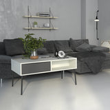 Fur Coffee Table with 1 Drawer Grey and White