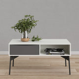 Fur Coffee Table with 1 Drawer Grey and White