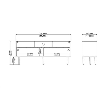 Rome TV Unit 2 Sliding Doors Oak and Matt Black