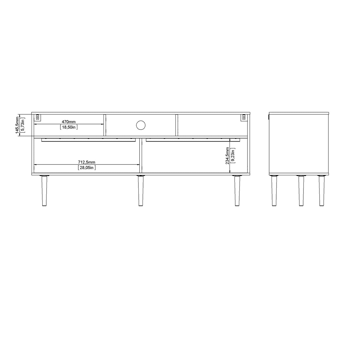 Rome TV Unit 2 Sliding Doors Oak and Matt Black