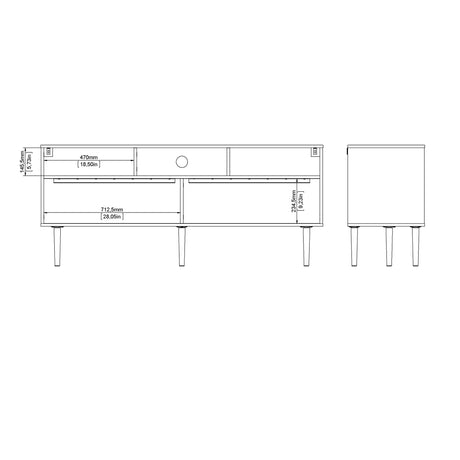 Rome TV Unit 2 Sliding Doors Oak and Matt Black