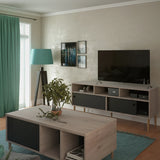 Rome TV Unit 2 Sliding Doors Oak and Matt Black