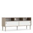 Rome TV Unit 2 Sliding Doors Oak and Matt White