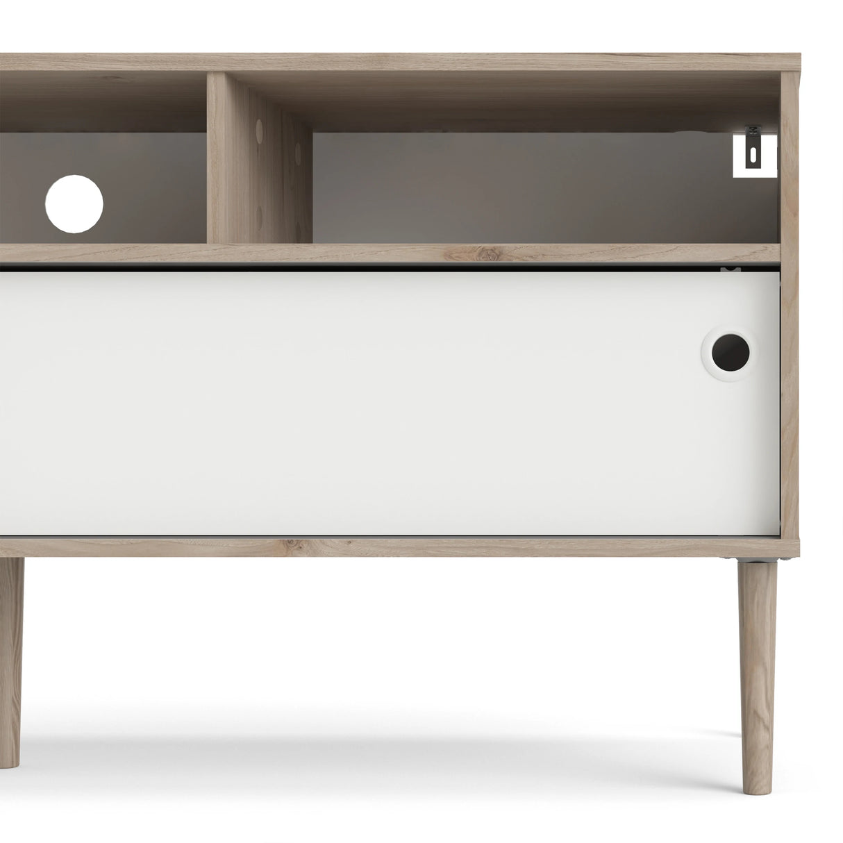 Rome TV Unit 2 Sliding Doors Oak and Matt White