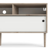 Rome TV Unit 2 Sliding Doors Oak and Matt White