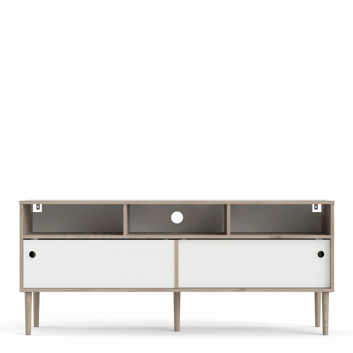 Rome TV Unit 2 Sliding Doors Oak and Matt White